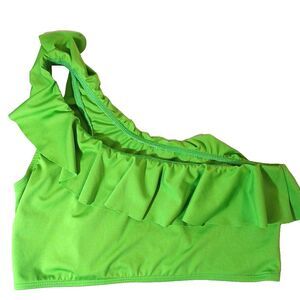 Kona Sol Women's Ruffle One Shoulder Bikini Top Green 28" Bust Sz Medium/Large